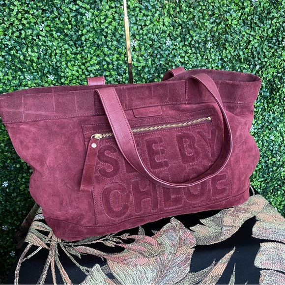 See By Chloe Burgundy Textured Tote Bag - Picture 16 of 16